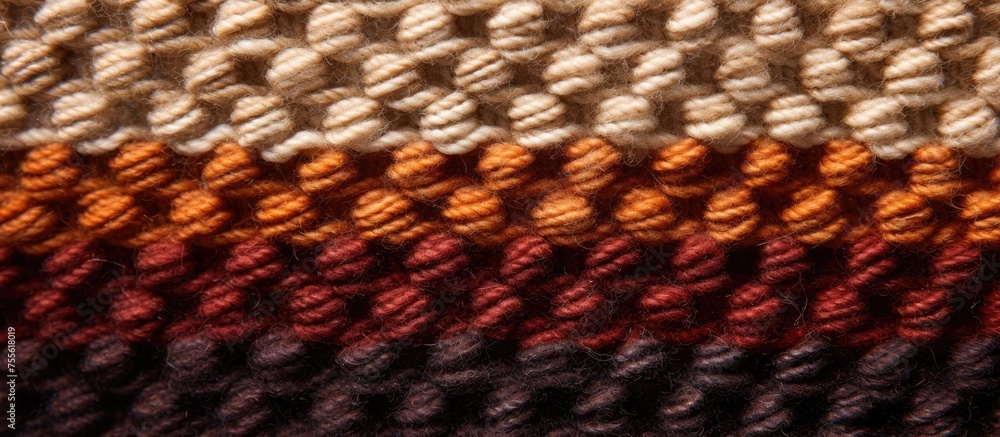 Poster a close-up shot of a knitted blanket featuring different vibrant colors and intricate patterns. the 