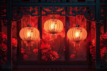 Chinese style red lantern solar term atmosphere background