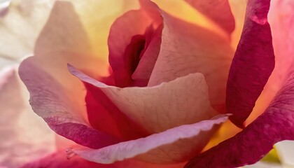 Close-up of a Multicolored Rose Petal Texture