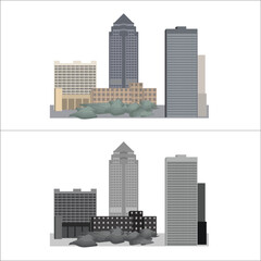 Modern buildings isolated on white background 3d illustration. Buildings Buildings Houses Illustrations Abstract Silhouettes