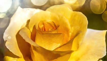 Bright Yellow Rose Close-Up with Bokeh Background