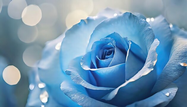 Close-Up of a Blue Rose with Bokeh Background