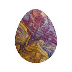 Easter egg painted with acrylic paints isolated on white background