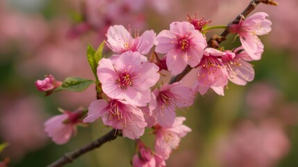 Fototapeta na wymiar Springtime seasonal flower. Blooming growth. Japanese Cherry Blossoms, tulips, violets, and crocus. Easter spring garden bud.