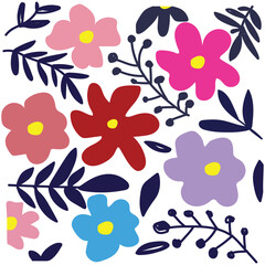 Seamless pattern with flowers on white background. 