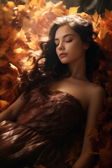 Cozy Autumn. Weather backdrop. Autumn leaves, rain. Fall, park, trees, outdoor background.