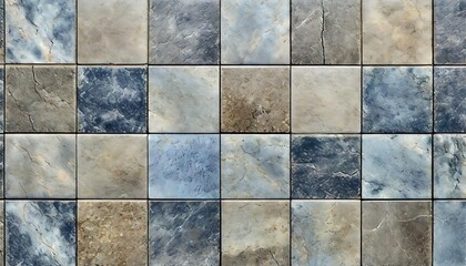 Blue and Beige Marble Tiles Pattern