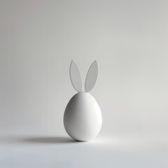Obraz premium Easter egg with bunny ears. Flat lay. Minimal concept.