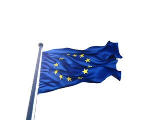 Waving flag of European union isollated on the transparent background.