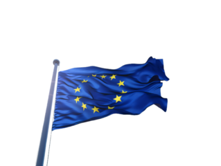 Waving flag of European union isollated on the transparent background.