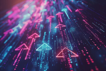 Futuristic raise arrow chart digital transformation abstract technology background. Big data and business growth currency stock and investment economy (2)
