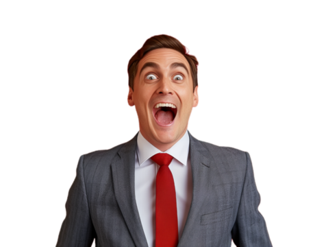 A portrait of the joyful shocket bussines man .