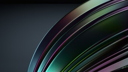 Metal Wave-like Plate Rainbow Reflection Contemporary Luxury Elegant Modern 3D Rendering Abstract Background