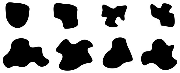 Blob shape organic set. Collection from abstract forms for design and paint. Liquid silhouette drop in modern style. Basic stains isolated elements on white background. blob set. vector illustration