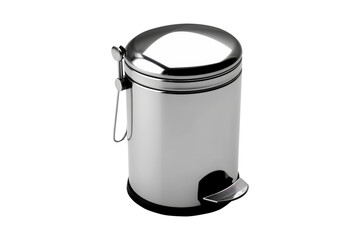 Toilet metal trash bin isolated on transparent background.