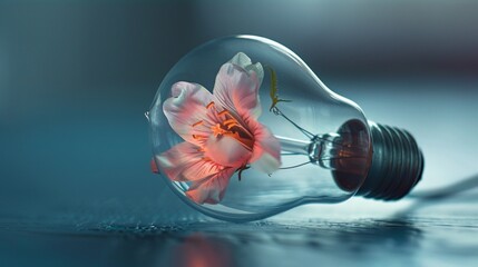 flower inside a light bulb.