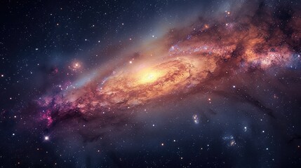 Obraz premium Spiral Galaxy Illuminated by Starlight in Deep Space.