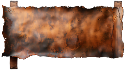 Rough strip of leather banner isolated on transparent background Generative Ai