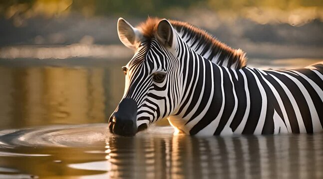 zebra in the river