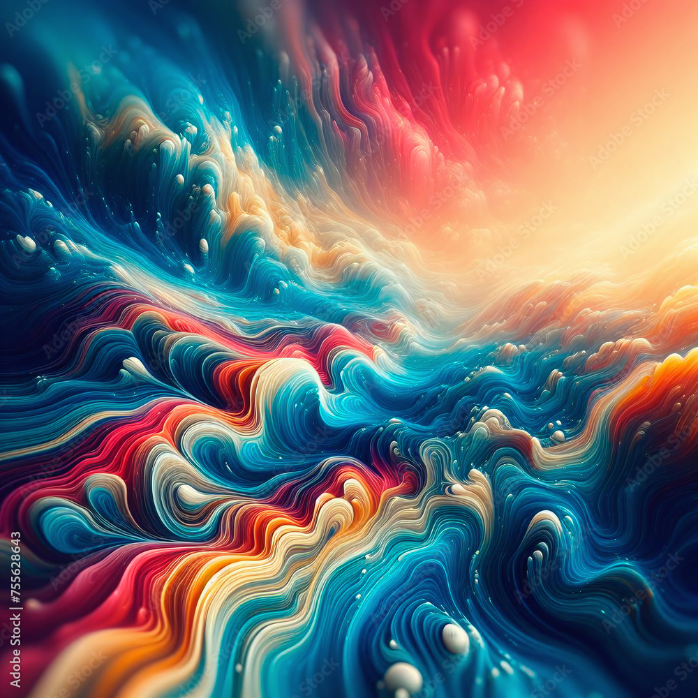 Poster abstract colorful background with smooth lines and bokeh effect.