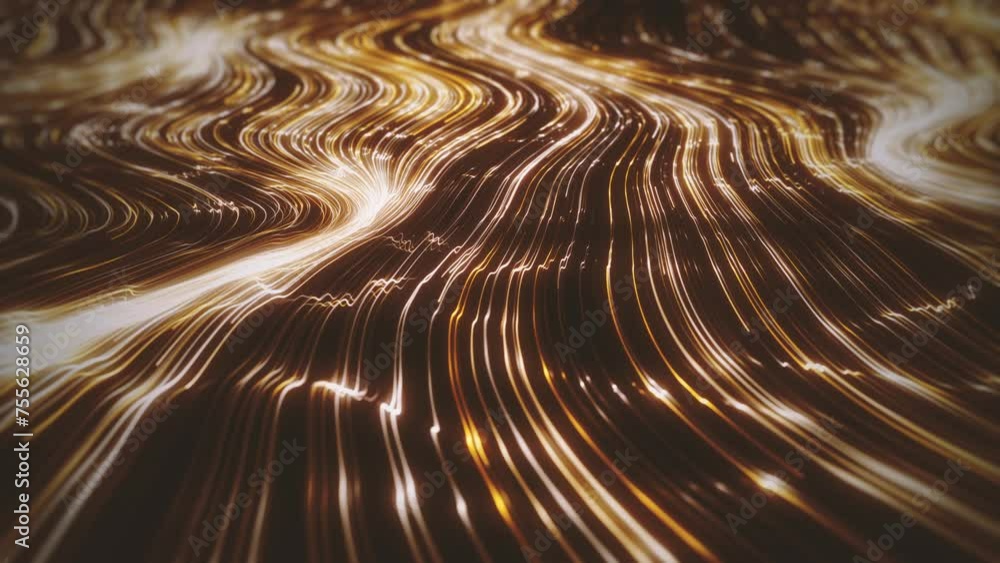 Poster gold streaming lines background/ animation of an abstract background of flowing and streaming light 