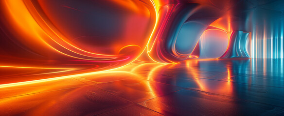 Abstract futuristic background. Glowing neon lines. Futuristic wallpaper.