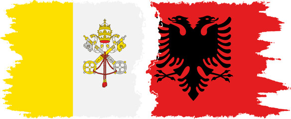 Albania and Vatican grunge flags connection vector