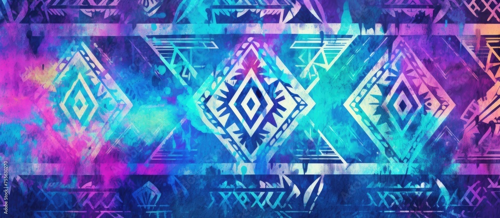 Aufkleber the painting on the wall features a colorful and intricate pattern, reminiscent of boho and hippie s