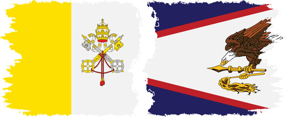 American Samoa and Vatican grunge flags connection vector