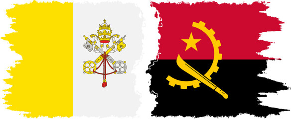 Angola and Vatican grunge flags connection vector