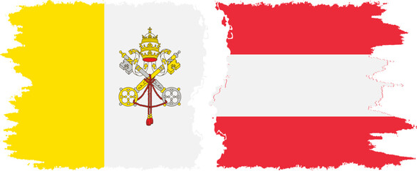 Austria and Vatican grunge flags connection vector