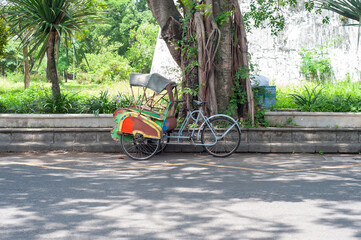 Fototapeta na wymiar rickshaw on the side of the road