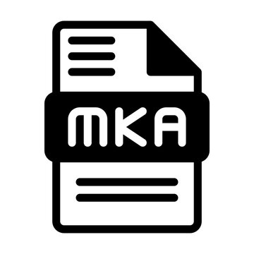 Mka file icon. Audio format symbol Solid icons, Vector illustration. can be used for website interfaces, mobile applications and software