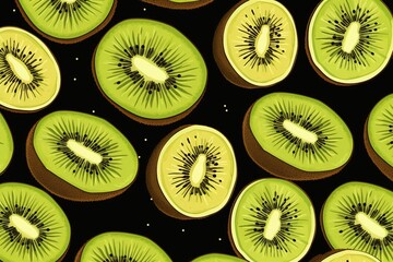 Fototapeta premium kiwi fruit illustration seamless pattern