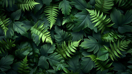 Creative nature green background, tropical leaf banner or floral jungle pattern concept