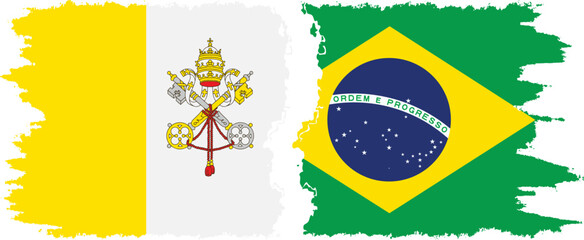 Brazil and Vatican grunge flags connection vector