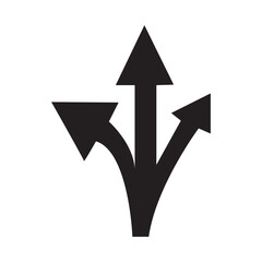 three-way direction arrow icon. road direction icon Vector illustration on white background, eps10