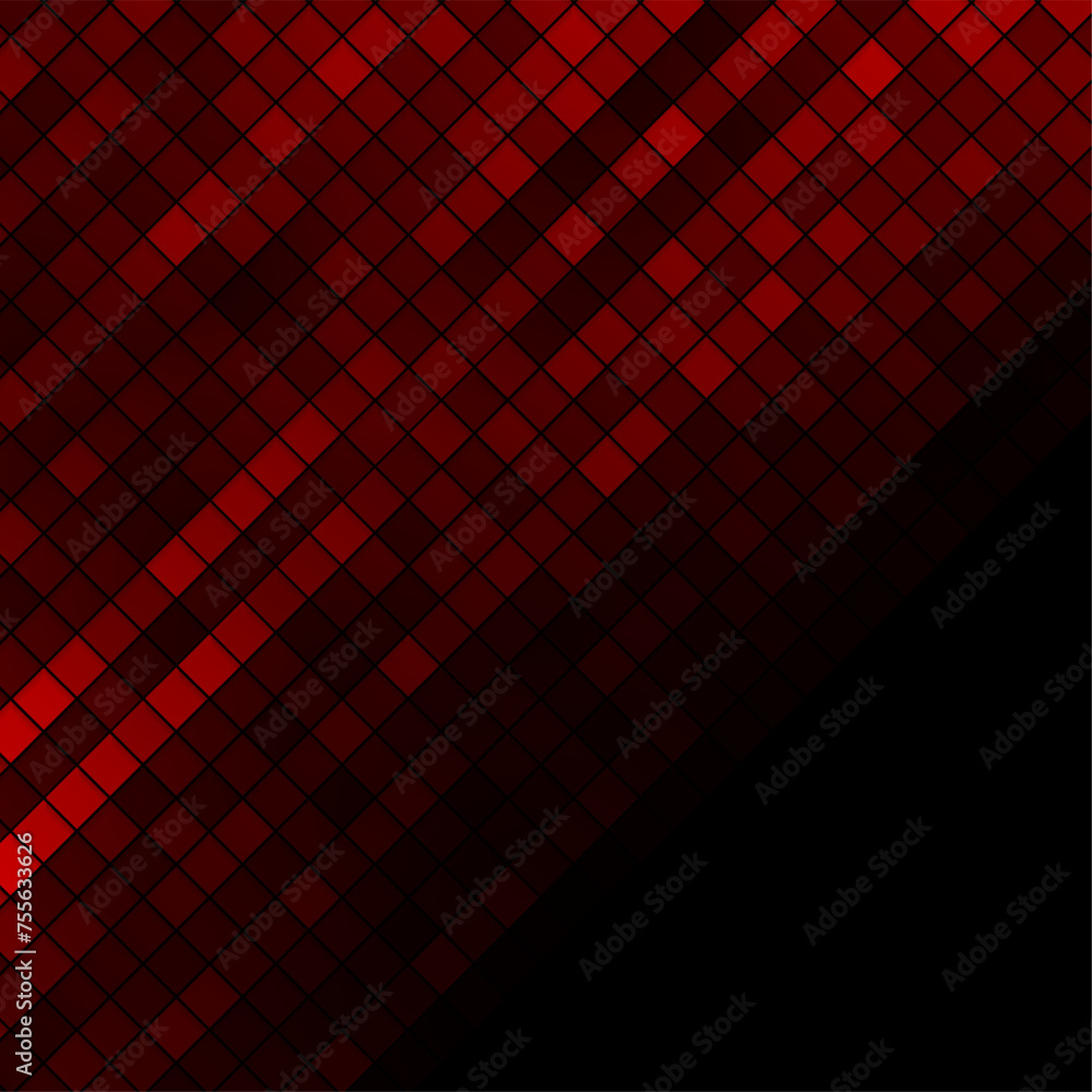Poster dark red glossy mosaic squares abstract geometry background. vector technology design