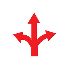 three-way direction arrow icon. road direction icon Vector illustration on white background, eps10