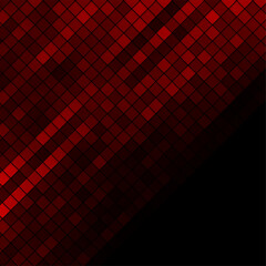 Dark red glossy mosaic squares abstract geometry background. Vector technology design