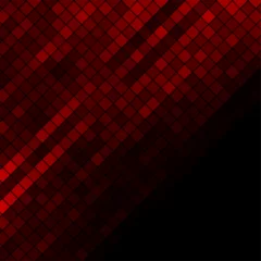 Poster Dark red glossy mosaic squares abstract geometry background. Vector technology design © saicle
