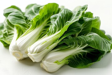 Fresh organic pak choi cabbage isolated on white background