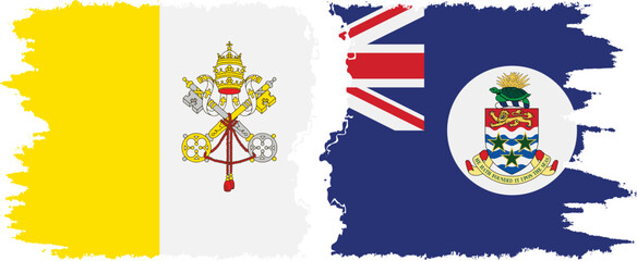 Cayman Islands and Vatican grunge flags connection vector