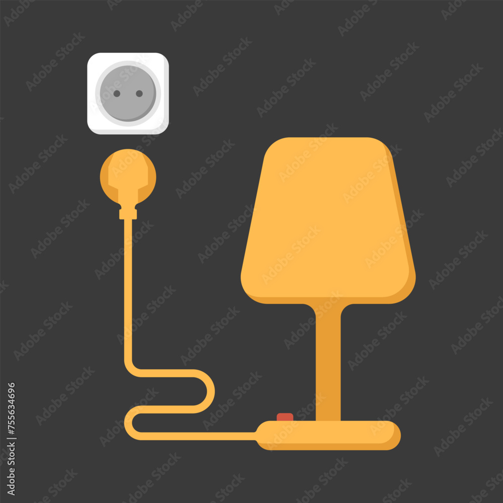Poster lamp in the socket vector. table lamp vector. light from the night light icon. lighting logo vector.
