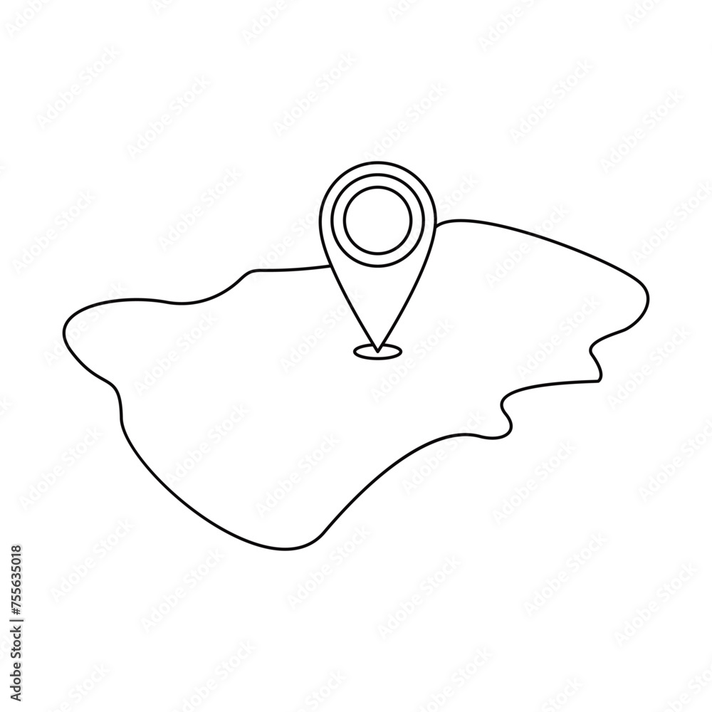 Poster continuous one line drawing of map point.gps,web concept.map point isolated on a white background. v
