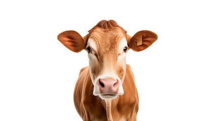 Cow animal cut out. Isolated brown cow animal on transparent background