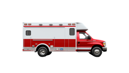 Ambulance car side view cut out. Isolated ambulance vehicle