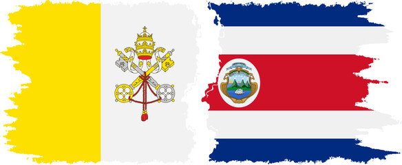 Costa Rica and Vatican grunge flags connection vector