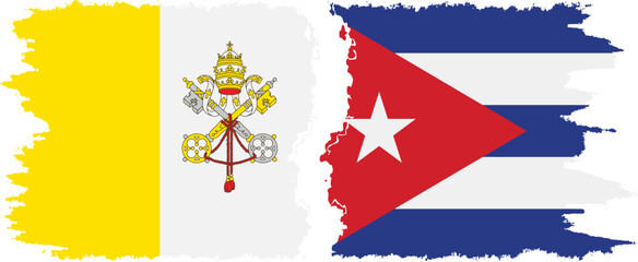 Cuba and Vatican grunge flags connection vector