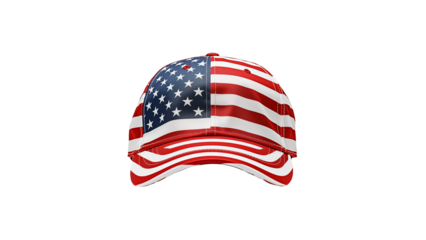Baseball cap in American flag. Isolated baseball cap in front view in US flag